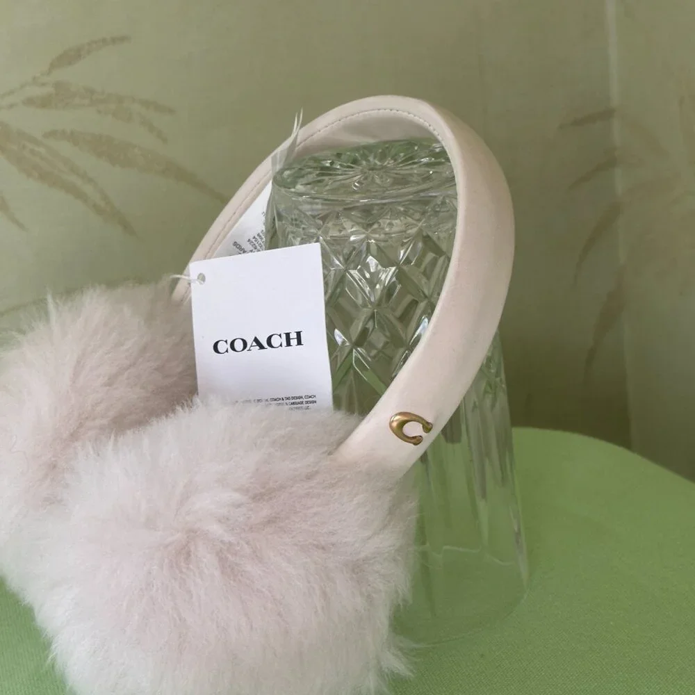 COACH SHEARLING AND LEATHER EARMUFFS:NWT CHALK 7371 - Picture 4 of 10